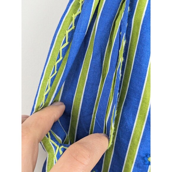 Nimo with Love Womens XS Organic Cotton Pants Pockets Striped Embroidered Boho - Picture 3 of 8